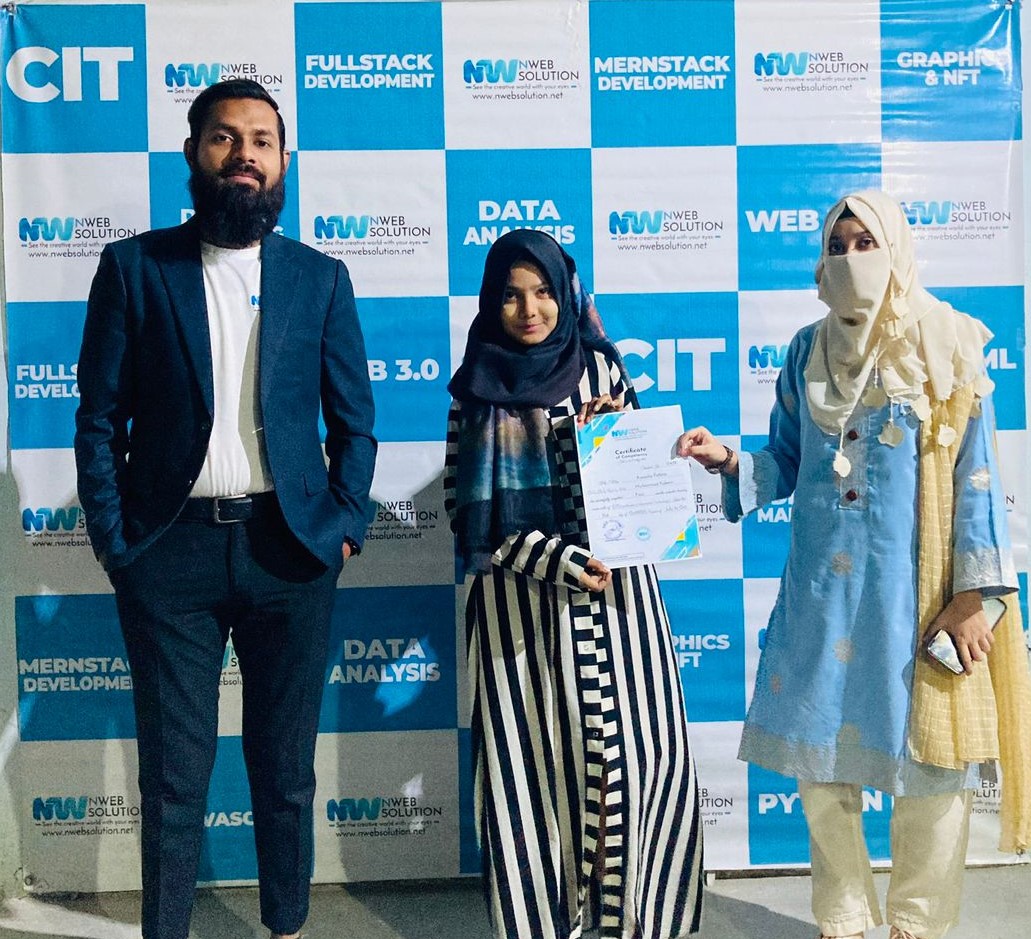 A proud certification ceremony led by Muhammad Bilal Shamshad, CEO of Nweb Solution, recognizing the dedication and achievements of students who successfully completed their professional training programs. At Nweb Solution, we believe in empowering learne